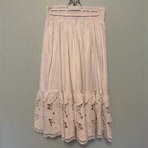 Ranna Gill Cream Skirt with Lace Detail